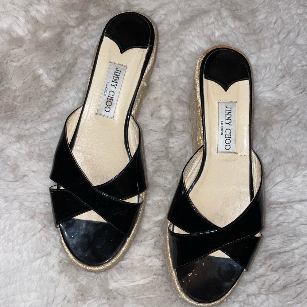 LIKE NEW: Jimmy Choo Leather Espadrill Wedges